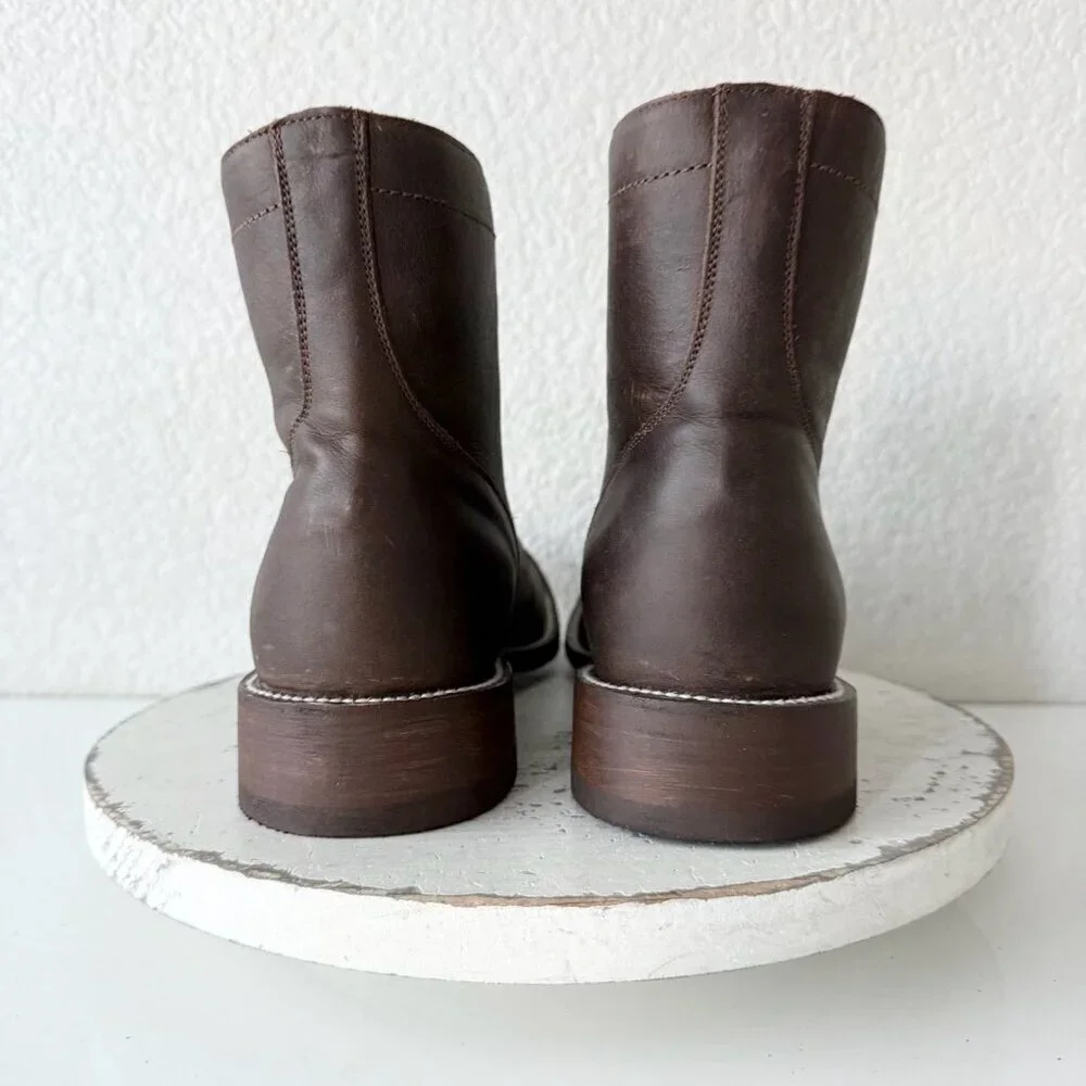 NEW Lane Mens Brown Ankle Boots Size 10 Lace-up Casual Genuine Leather Sole